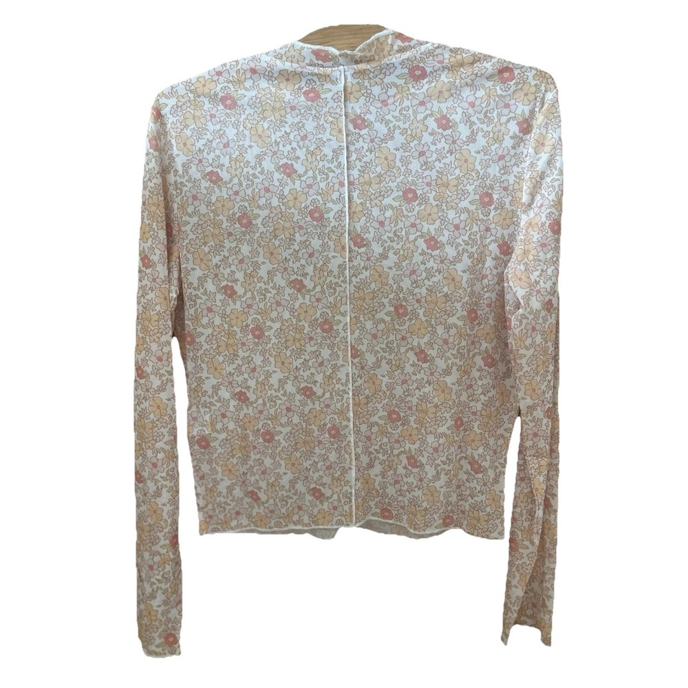 Women's Sheer Floral Mesh Long Sleeve Top Lettuce Edge Y2K Fairycore Size‎ L - Picture 5 of 6